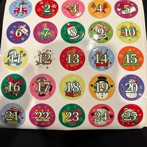 Unbranded Colorful Christmas Advent Calendar Stickers 50 day (Ten sets)